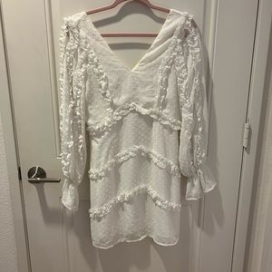 White Long Sleeve Mini Dress- nanamacs